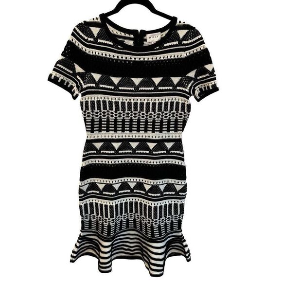 NwoT Milly Geo Jacquard Mermaid Dress - Black/White size M - Picture 1 of 9